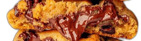 Stacked cookie halves with melted chocolate